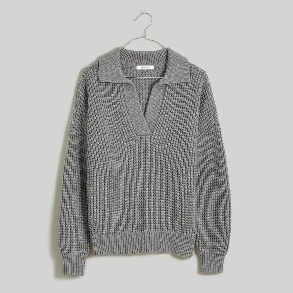 Madewell Waffle-Knit Henley Sweater, Size XS